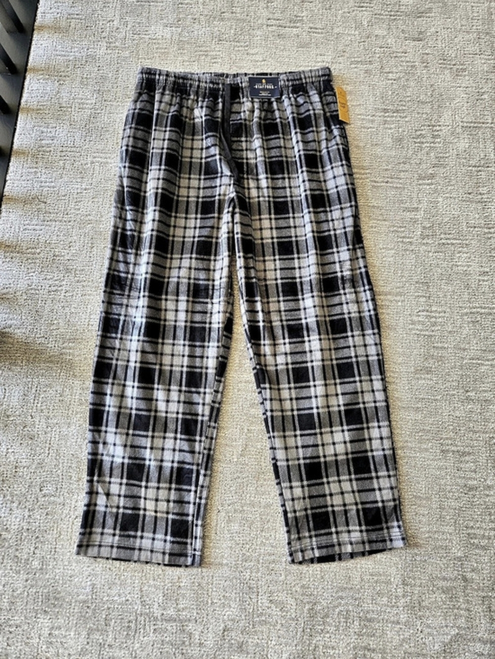 Stafford Sleep Pant Plaid in Black & Gray XL NWT